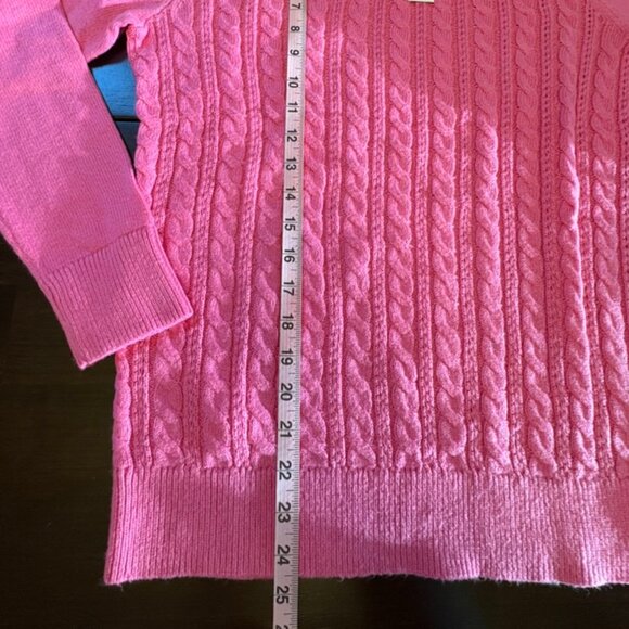 Talbots Stunning Pink Cable Knit Crewneck Sweater Womans Small Button Accent NWT - Picture 7 of 10